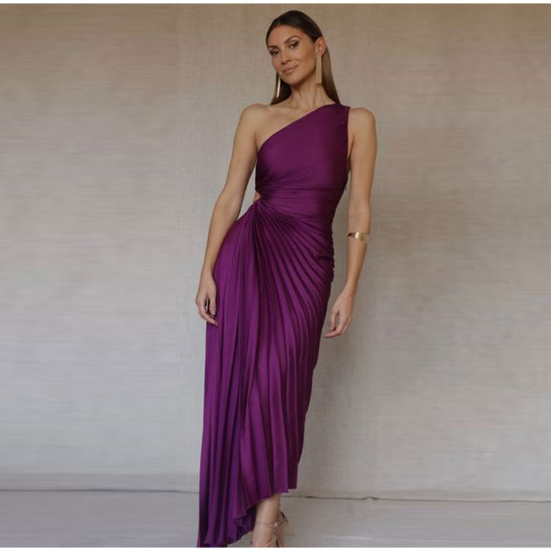 One-Shoulder Floor-Length Evening Gown for Women | Virelle Violet