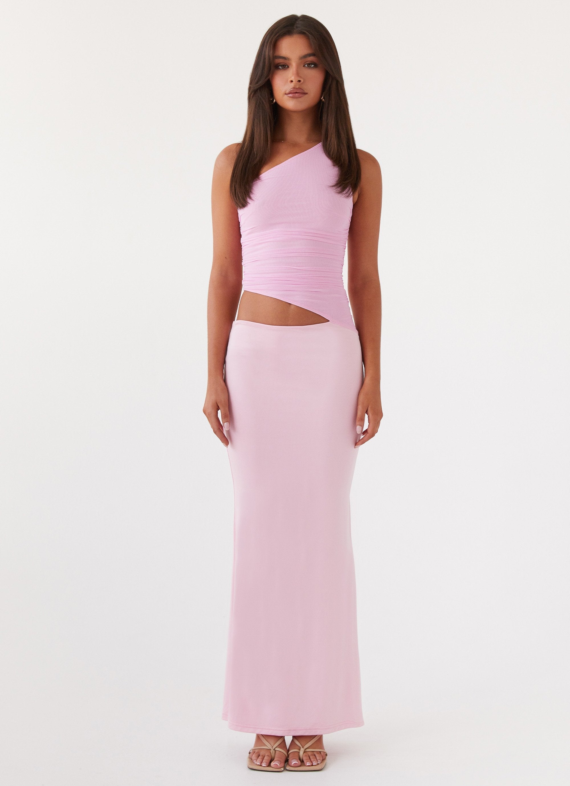 One-Shoulder Cut-Out Maxi Dress for Women | Clara Pink