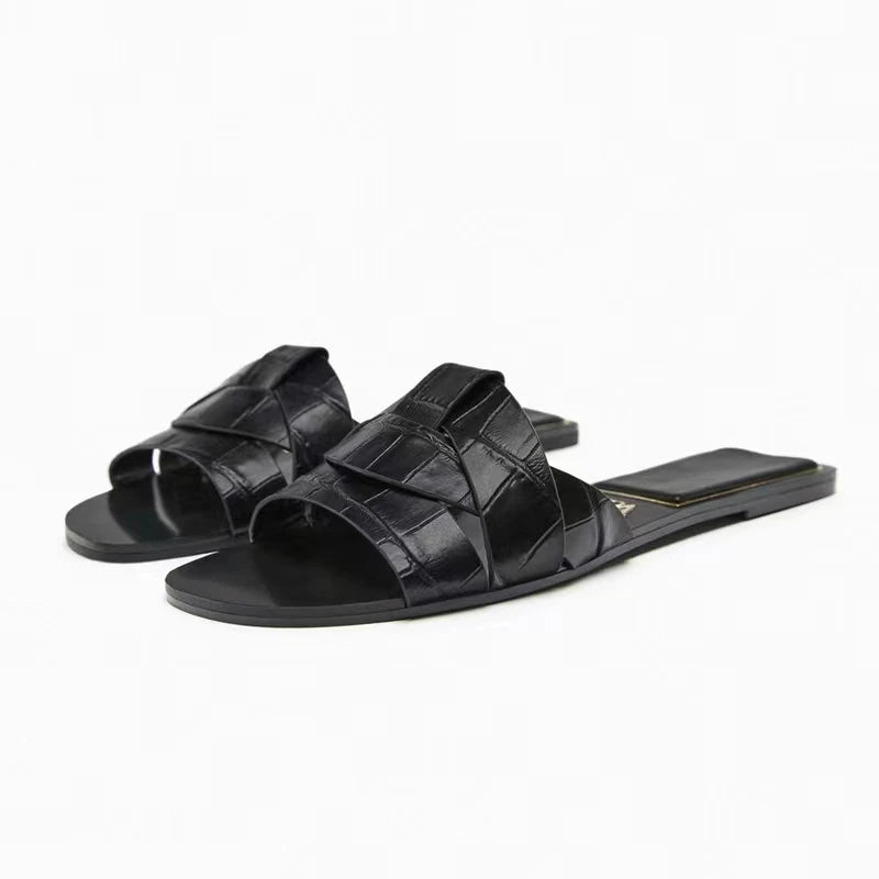 Open Toe Flat Sandals for Women | Angelina Beige