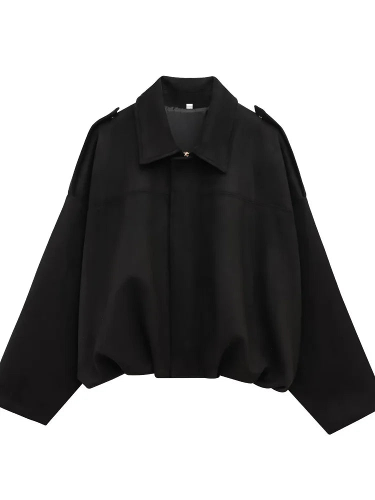 Oversized Faux Suede Bomber Jacket for Women | Amanda black