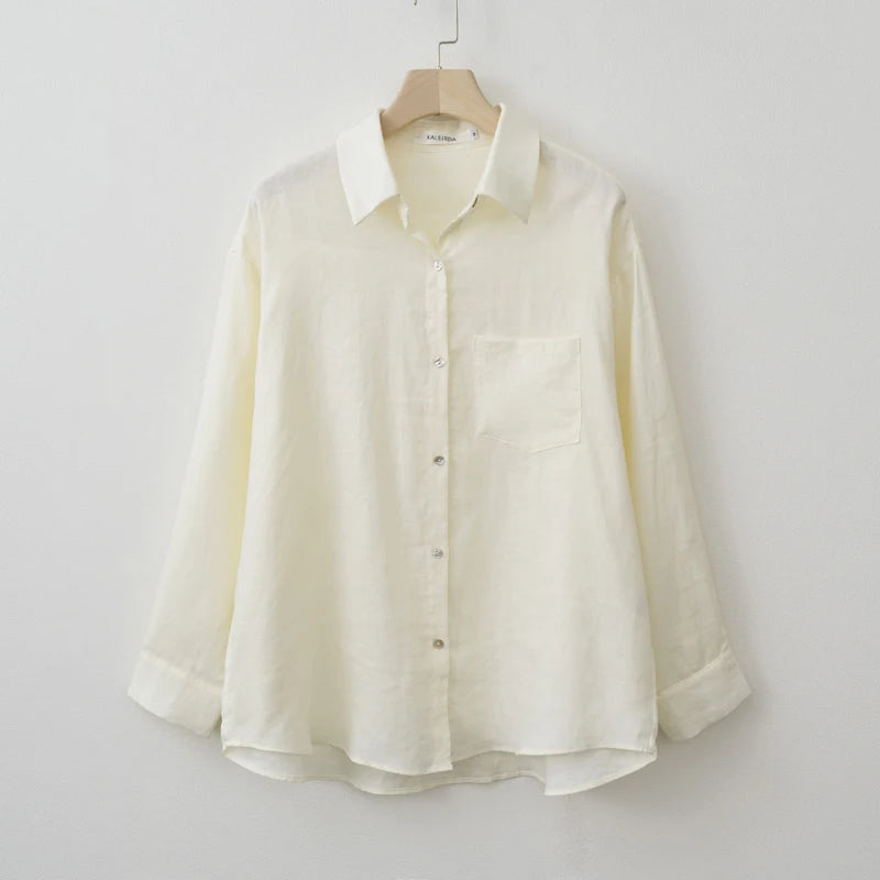 Oversized Linen Blouse Shirt For Women | Liraya Cream