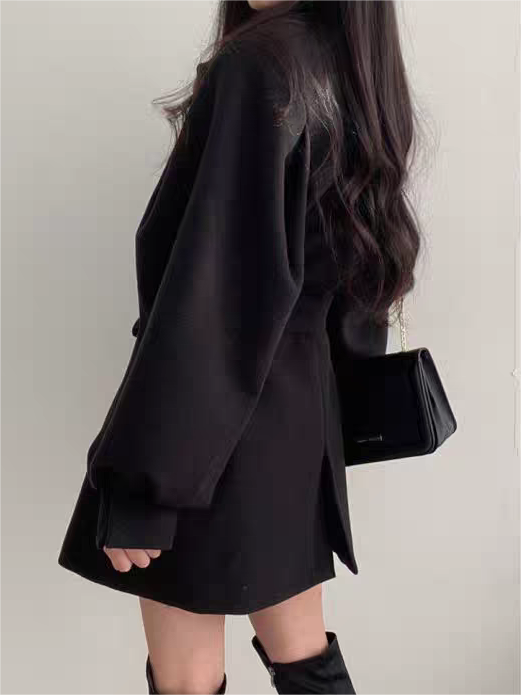 Paffo | Puff Sleeve Belted Short Coat