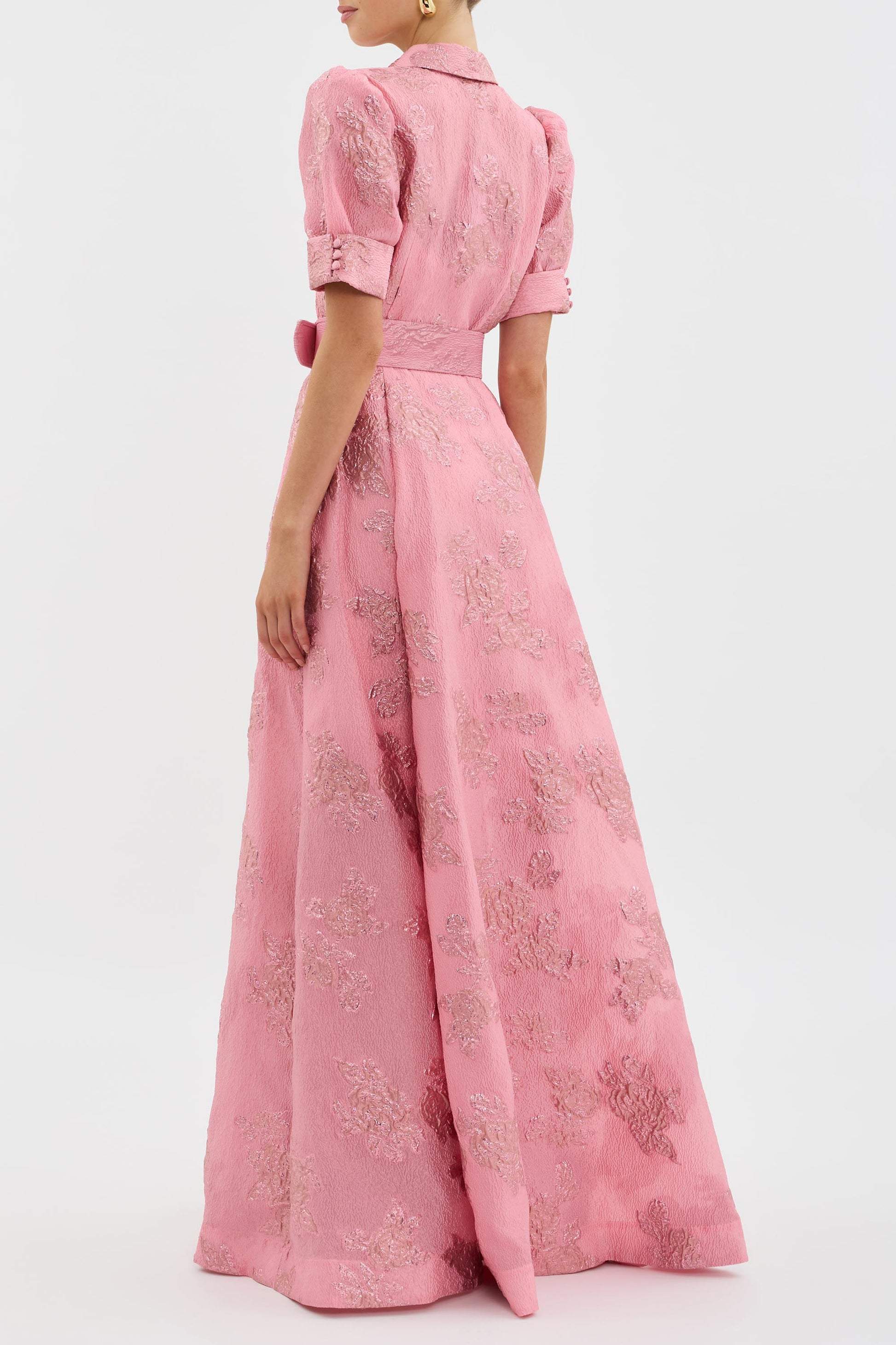 Pink Puff Sleeve Maxi Dress for Women | Maebelle