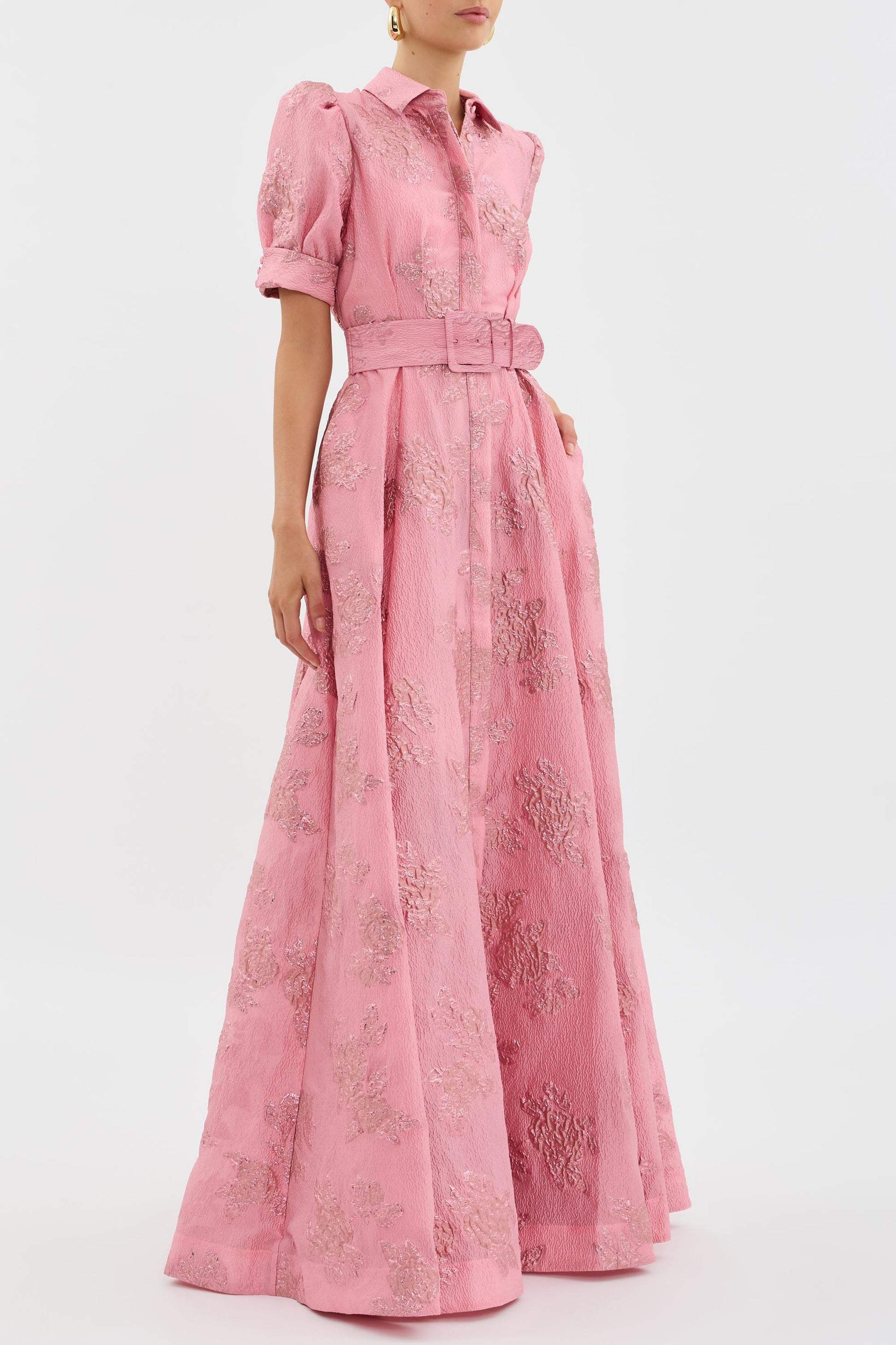 Pink Puff Sleeve Maxi Dress for Women | Maebelle