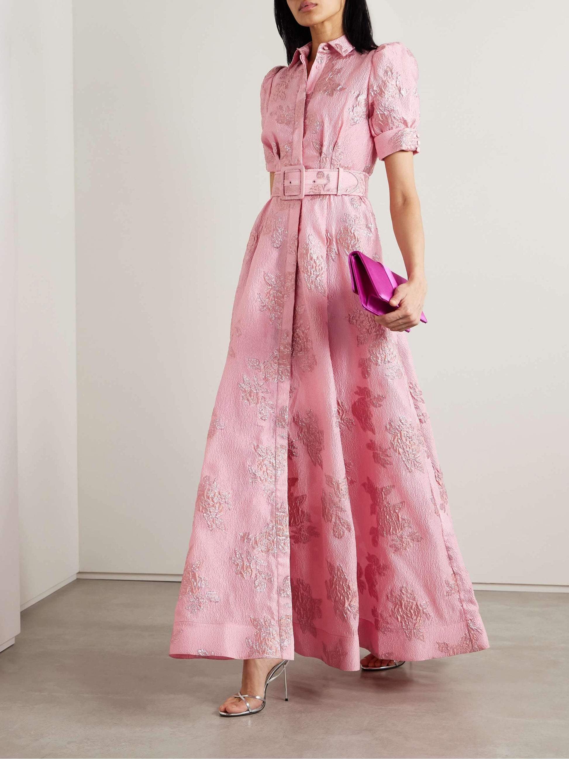 Pink Puff Sleeve Maxi Dress for Women | Maebelle