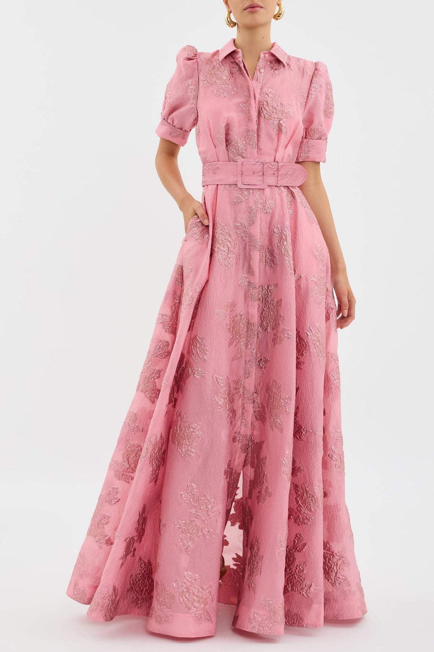 Pink Puff Sleeve Maxi Dress for Women | Maebelle Pink