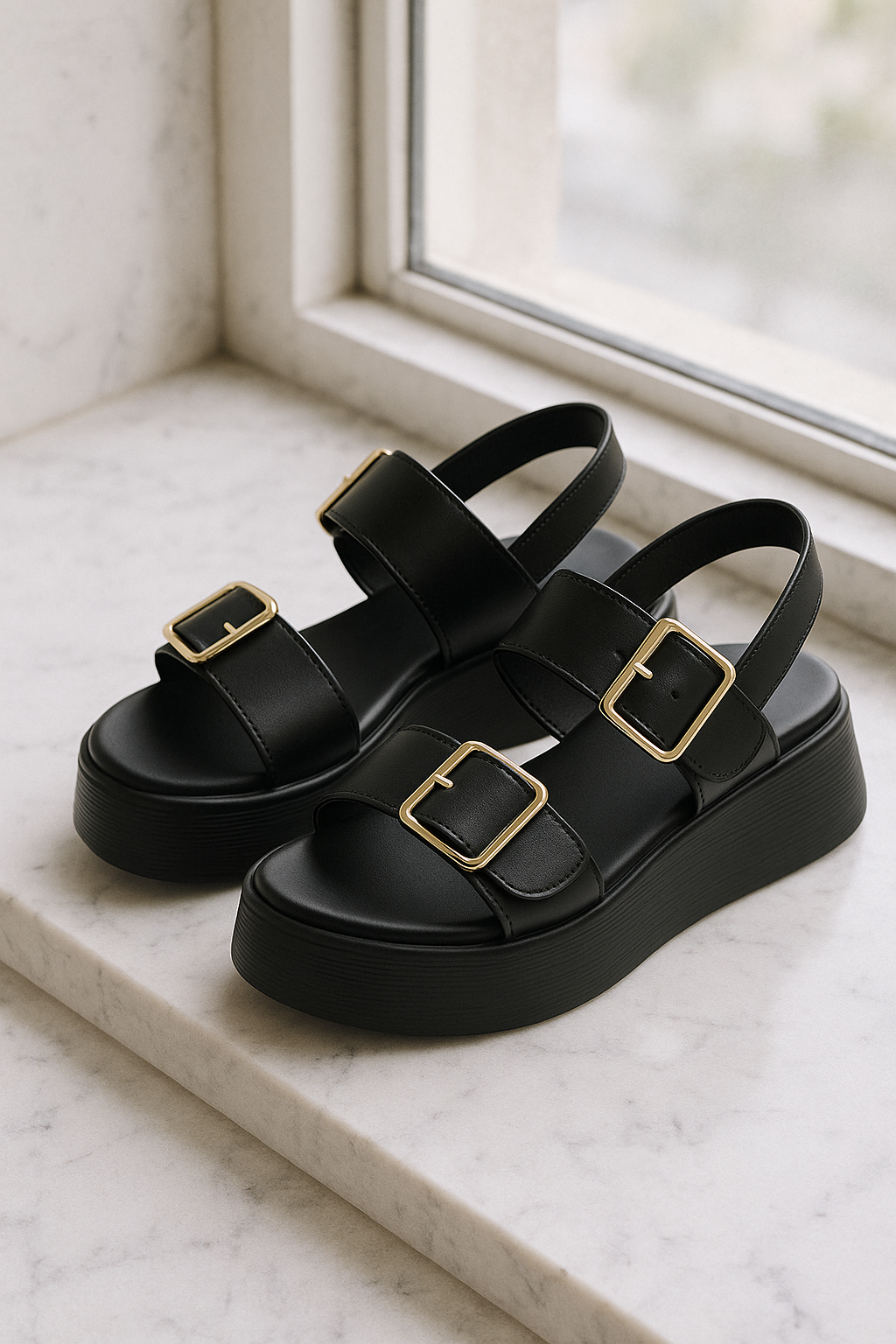Platform Sandal with Double Buckle for Women | Vellara