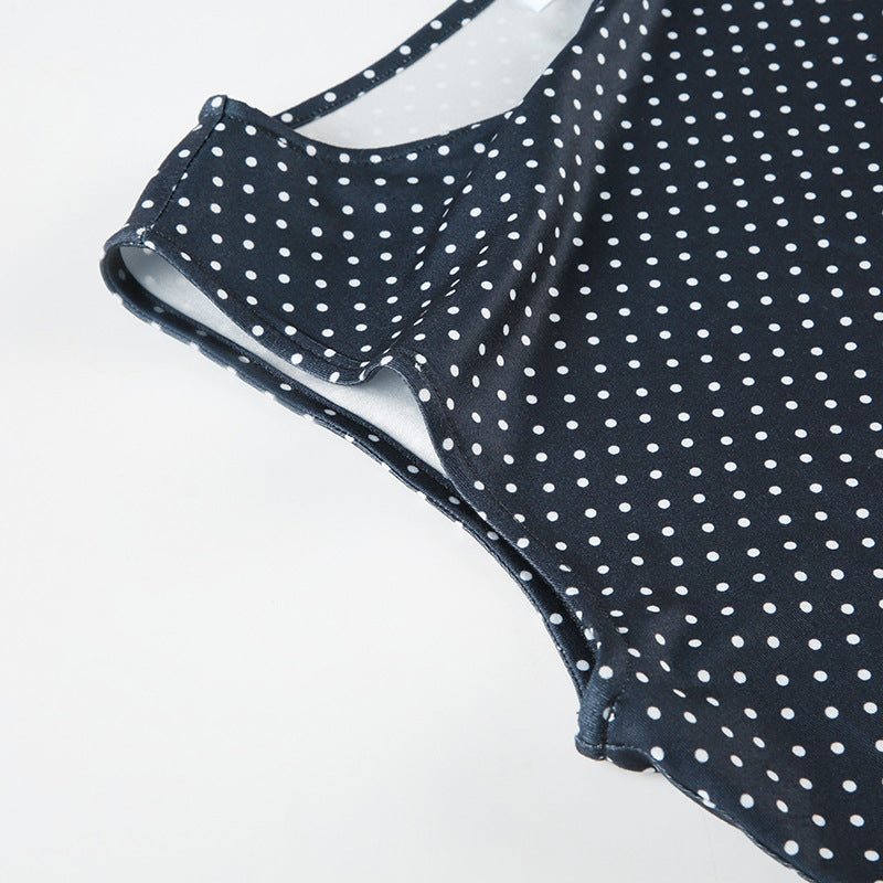 Pola | Sleeveless Dotted Navy Mini Dress