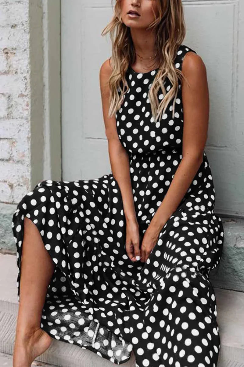Polka Dot Maxi Dress For Women | Lirena Black