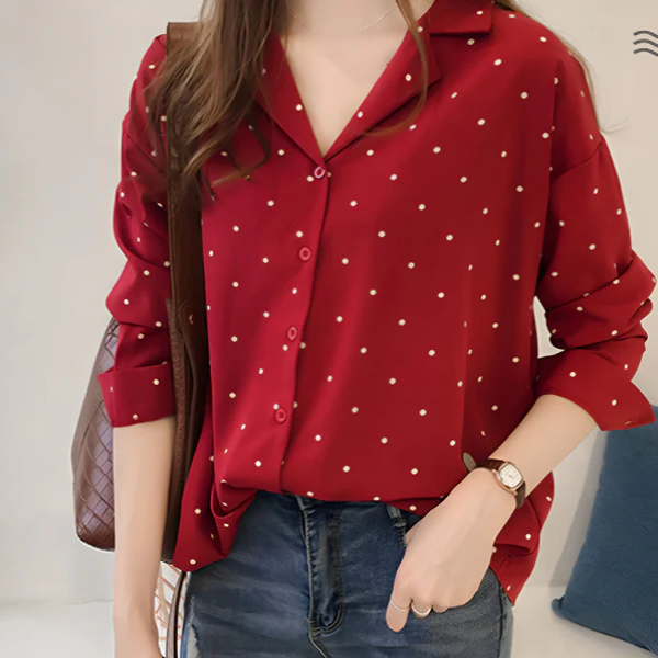 Polka Dot Blouse Shirt For Women | Liora Red