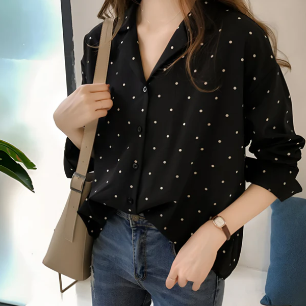 Polka Dot Blouse Shirt For Women | Liora Black