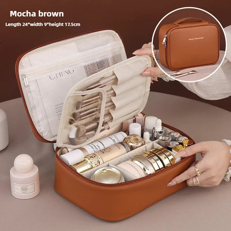 Portable Makeup Organizer Bag for Women | Beauty Brown