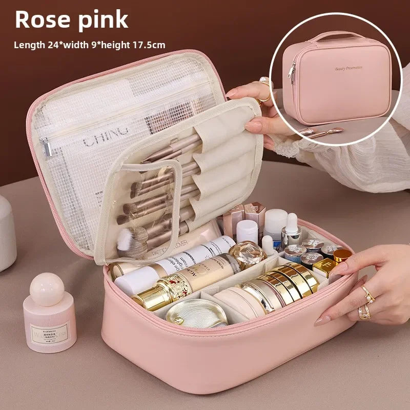 Portable Makeup Organizer Bag for Women | Beauty Rose Pink
