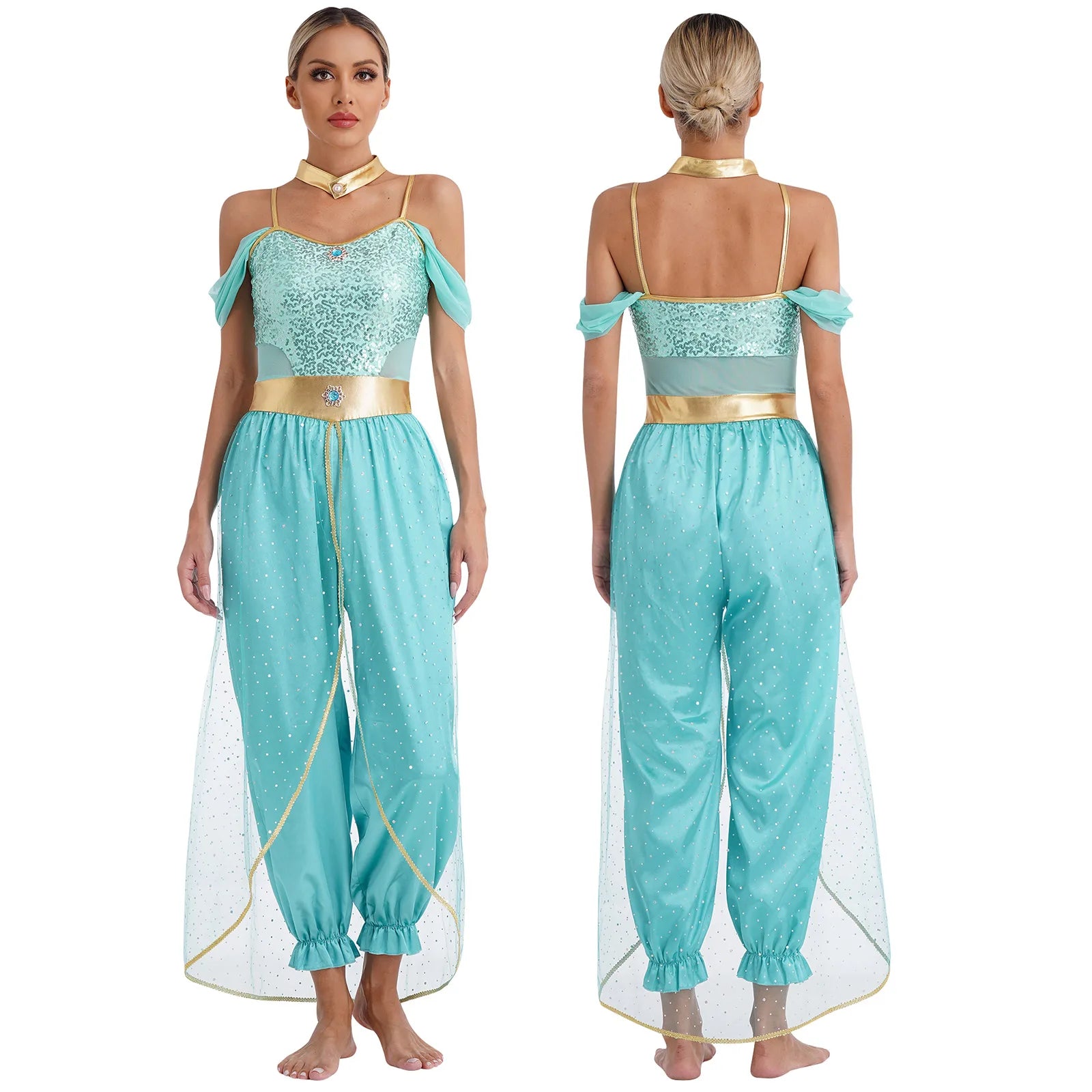 Princess Jasmine Inspired Party Costume Set for Women | Alira Turquoise