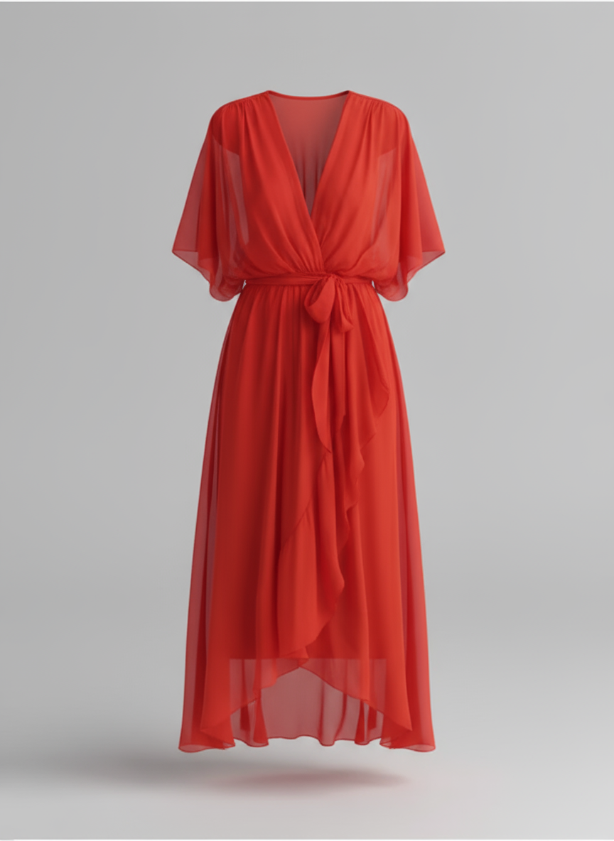 Chiffon Dress for Women | Lucinda Red