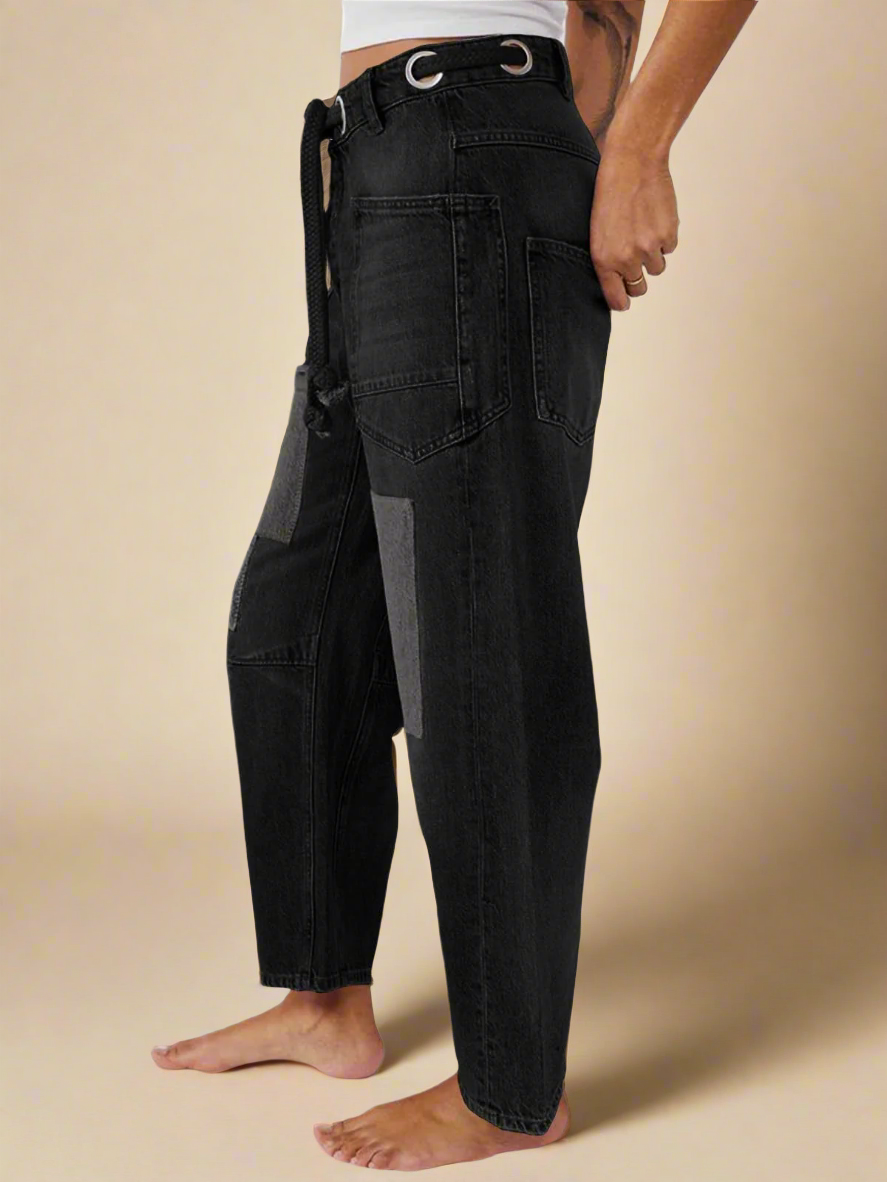 Relaxed Denim Pants with Adjustable Drawcord for Women | Thea
