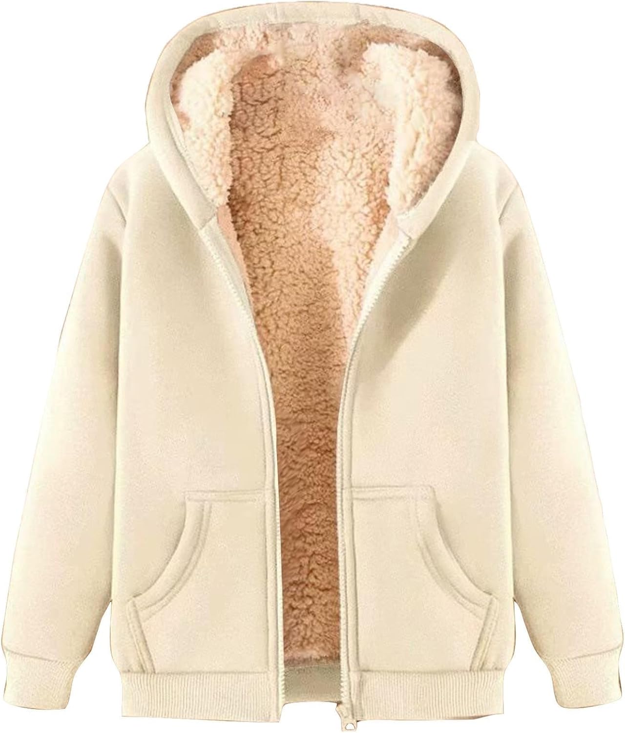 Fleece Zip Hoodie Warm Style for Women | Remi Beige