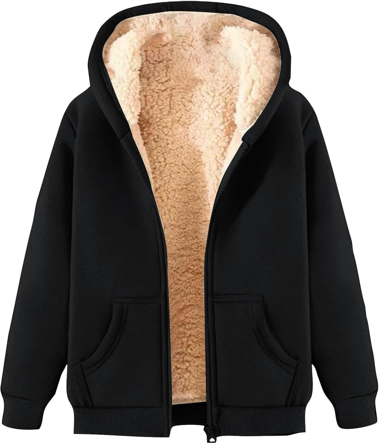 Fleece Zip Hoodie Warm Style for Women | Remi Black