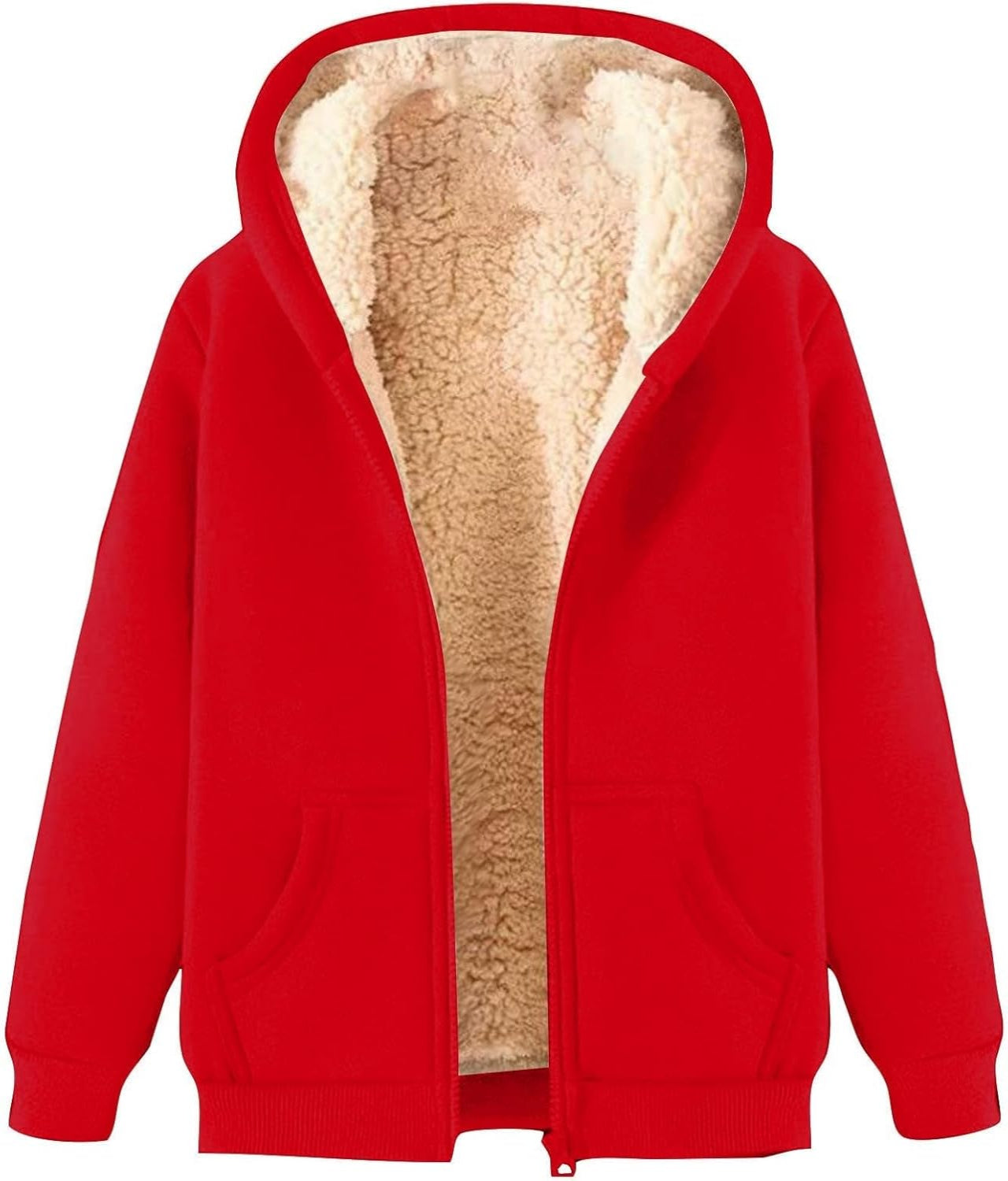 Fleece Zip Hoodie Warm Style for Women | Remi Red