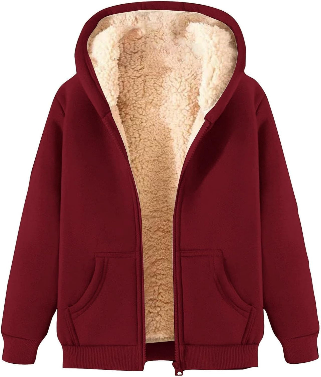 Fleece Zip Hoodie Warm Style for Women | Remi Wine Red
