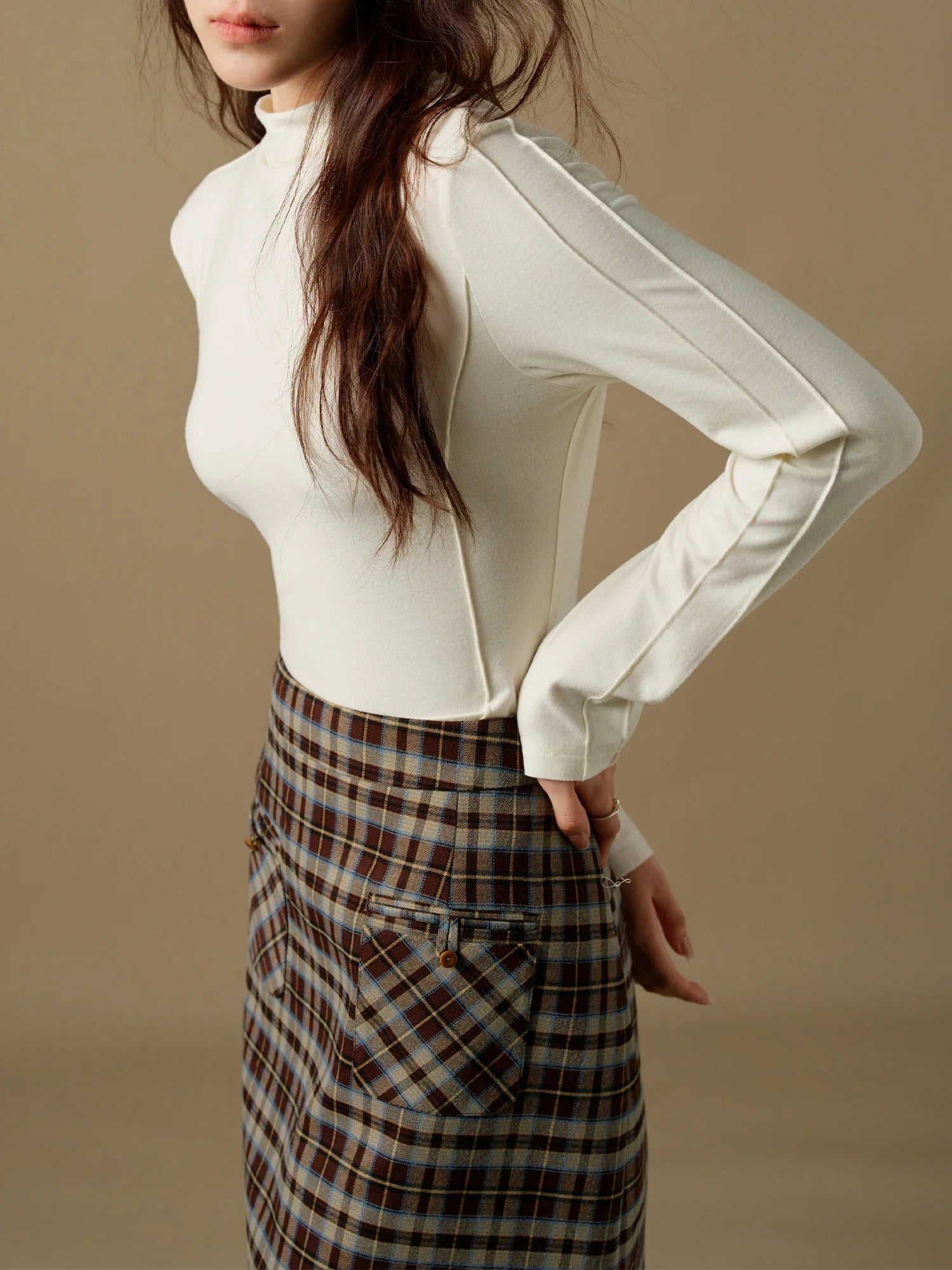 Wool Mock Neck Pullover for Women | Renata Beige
