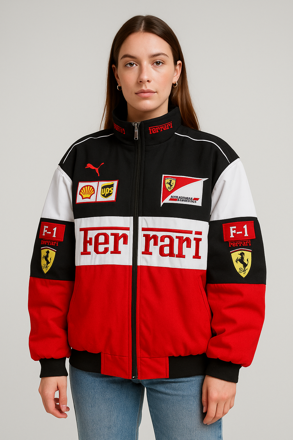 F1 Racing Jacket Retro Style Zip Up | Rivana Storm White