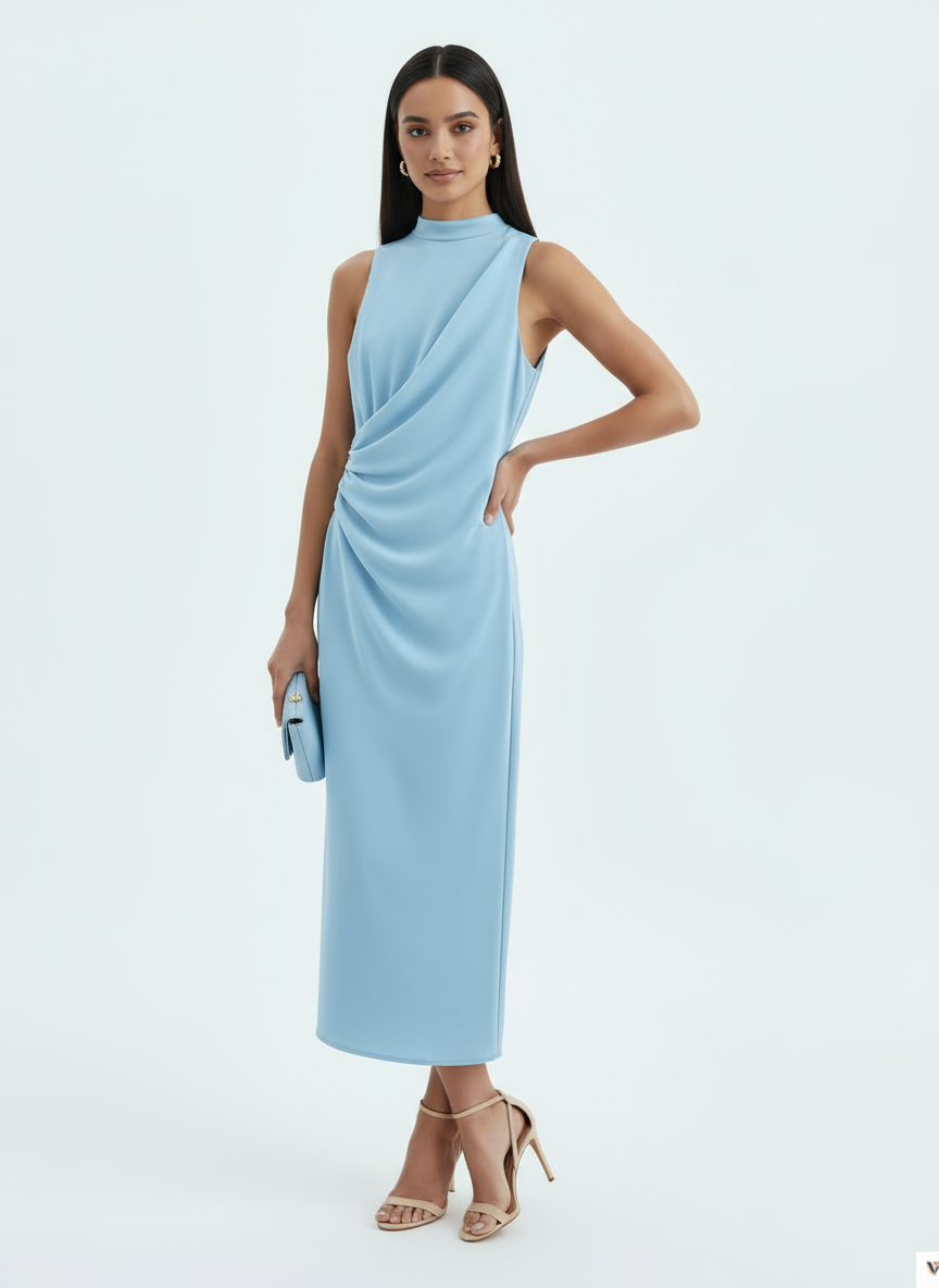 Ruched Front Sleeveless Midi Dress for Women | Coralia