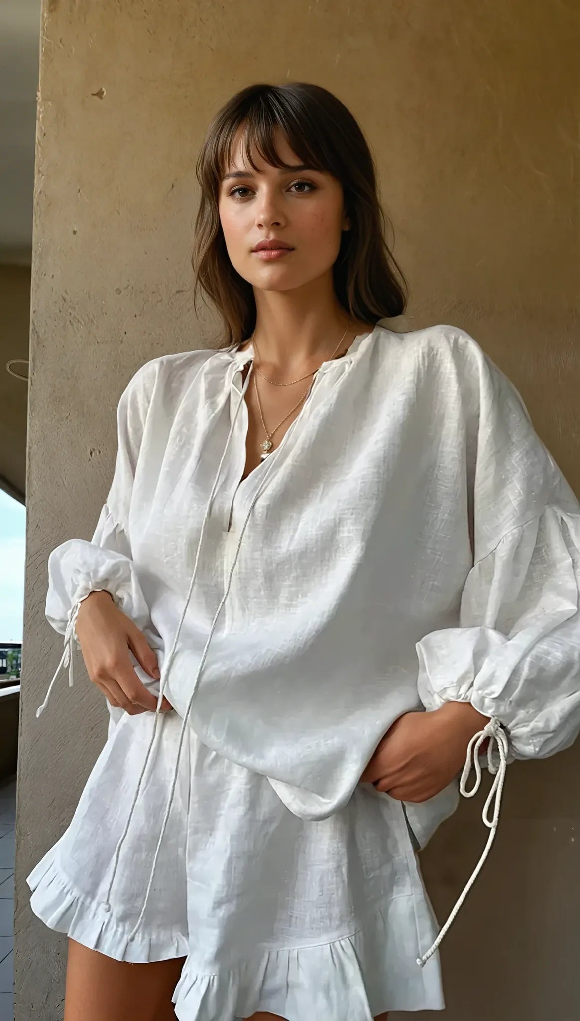 Ruffle Linen Summer Set for Women | Elanora