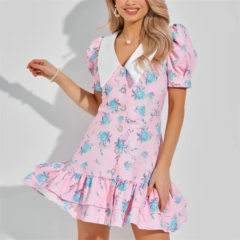 Ruffled Mini Dress Casual Style For Women | Liora Dark Pink