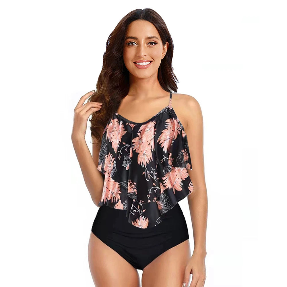 Ruffled Tankini Swimwear For Women | Maralyn Pink