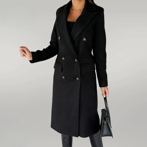 Double-Breasted Long Coat Tailored Fit for Women | Rumi