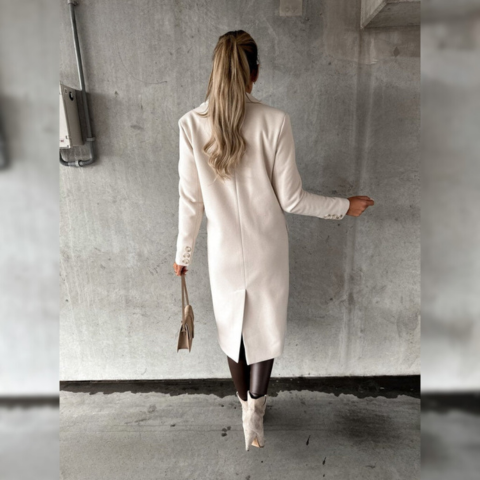 Double-Breasted Long Coat Tailored Fit for Women | Rumi
