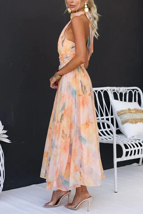 Salve | Watercolour Maxi Wedding Guest Dress