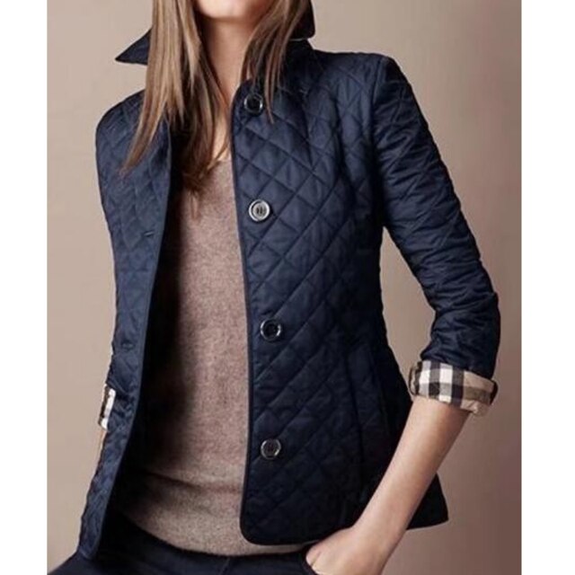 Sannea | Diamond Quilted Autumn Jacket Navy Blue