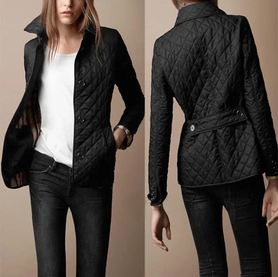 Sannea | Diamond Quilted Autumn Jacket Black