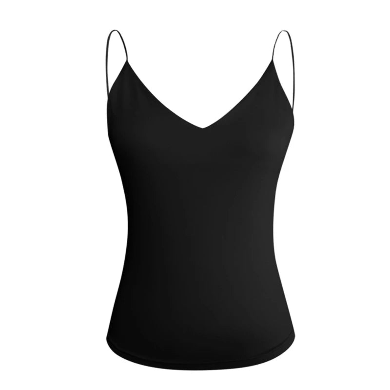 Satin Slim Sleeveless Camisole for Women | Vantora Black
