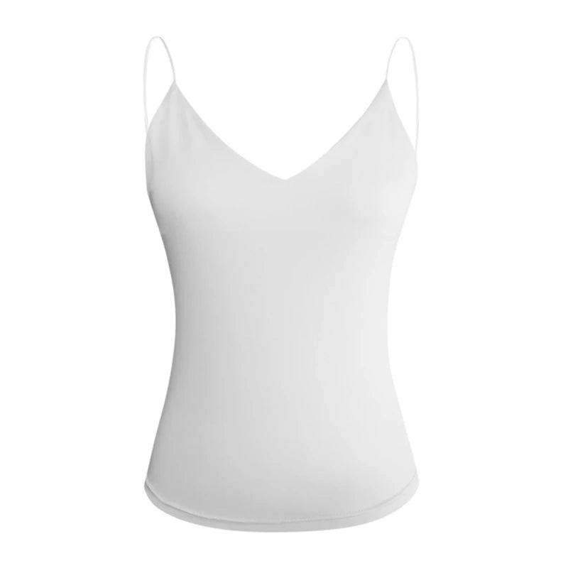 Satin Slim Sleeveless Camisole for Women | Vantora White