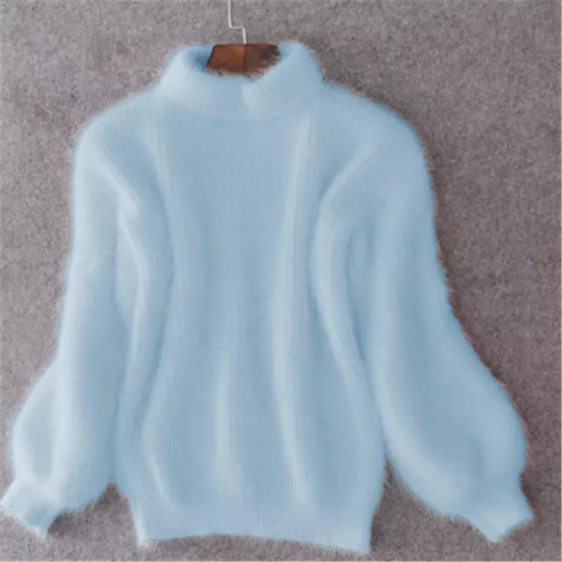 Knitted Angora Sweater Stylish Fit for Women | Saylor Blue One SIze