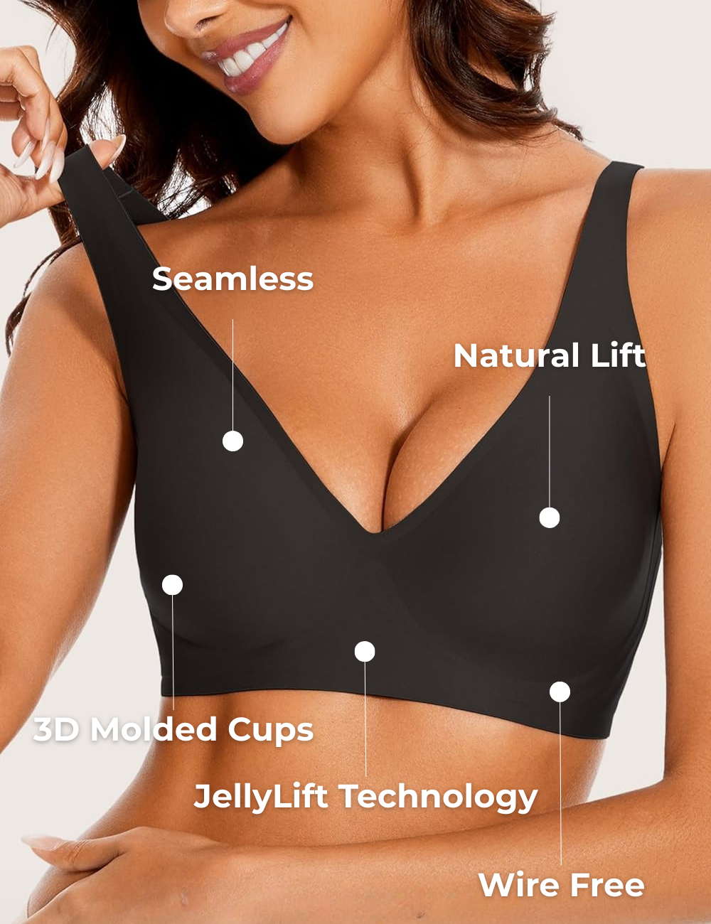 Seamless Deep V Wireless Lift Bra for Women | Elina