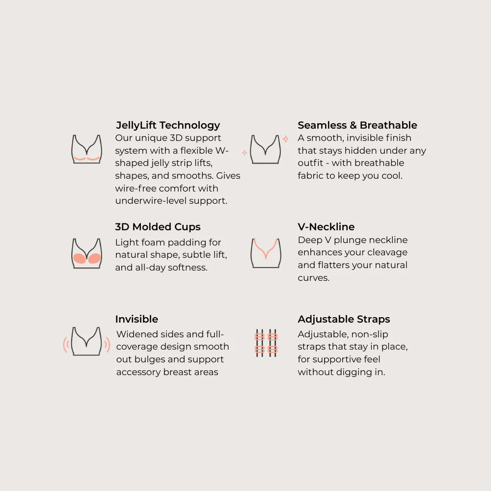 Seamless Lift Bra with Adjustable Support & Scalloped Design for Women | Elaisa