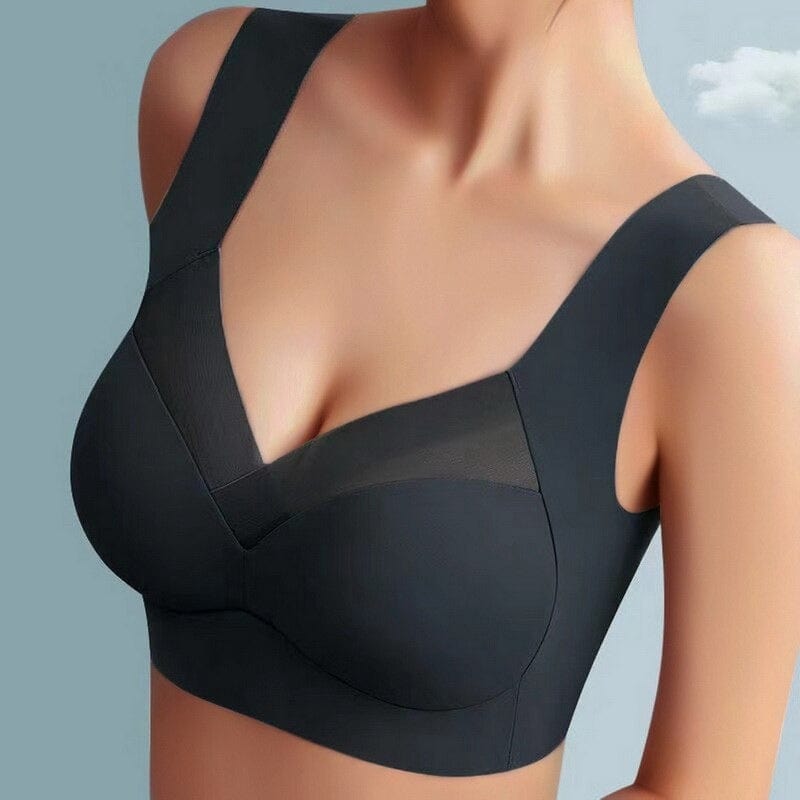 Seamless Lift Support Bra with Wide Straps for Women | Janella Black