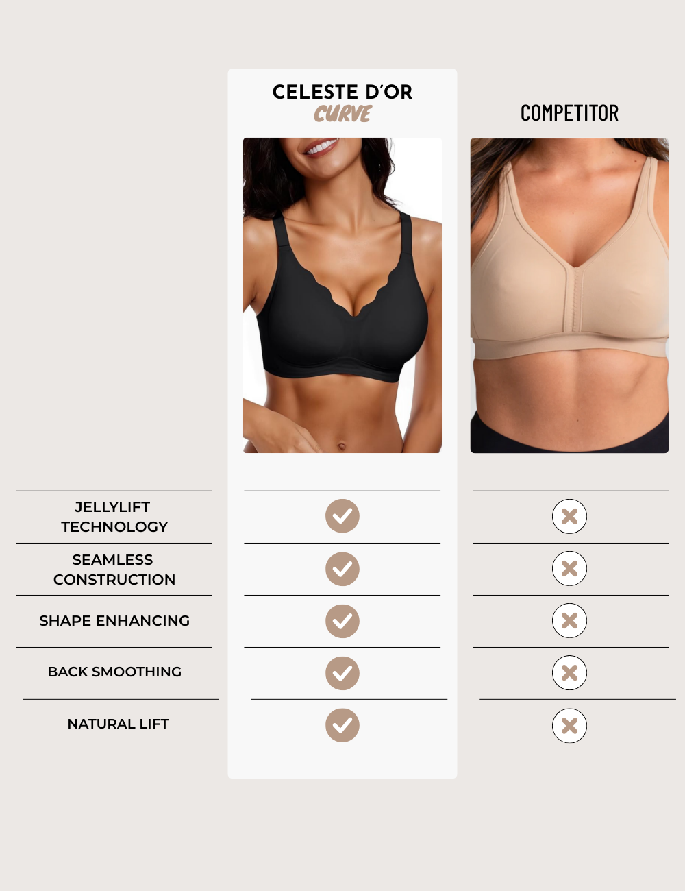 Seamless Scalloped Wire-Free Lift Bra for Women | Aurora