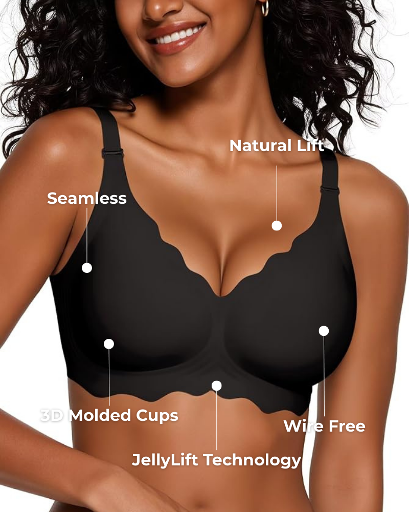 Seamless Wireless Lift Bra with Scalloped Edge for Women | Lyra