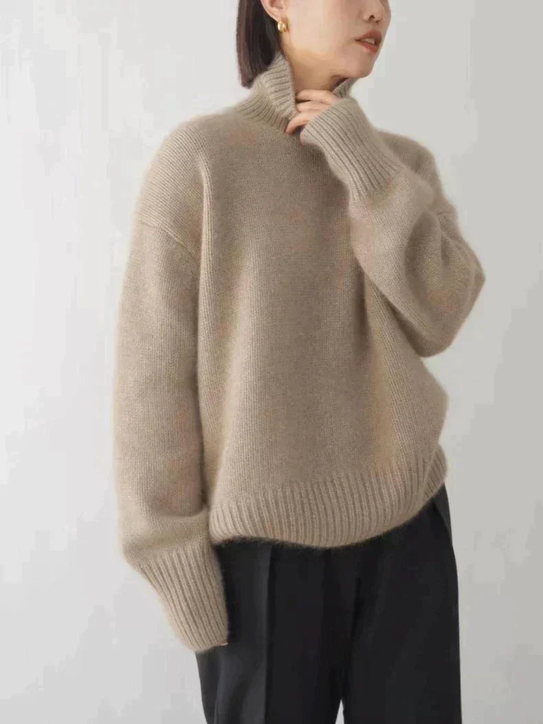 Cashmere Turtleneck Sweater Elegant Style for Women | Selena Khaki