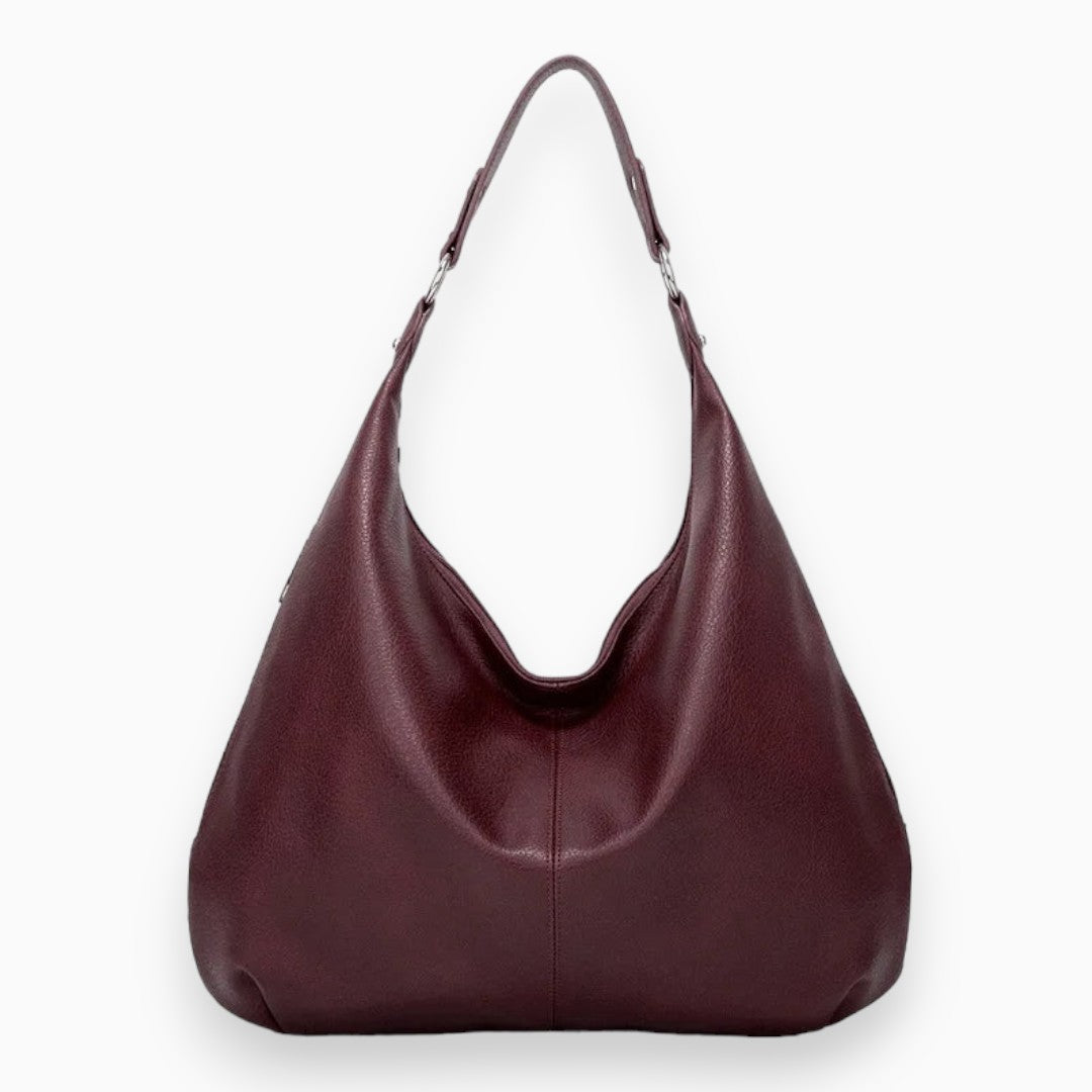 Selene – Casual Faux Leather Hobo Bag Burgundy