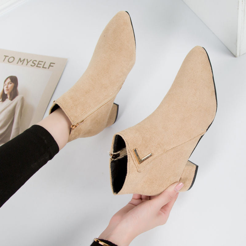 Leather Ankle Boots Stylish Design for Women | Selene Beige