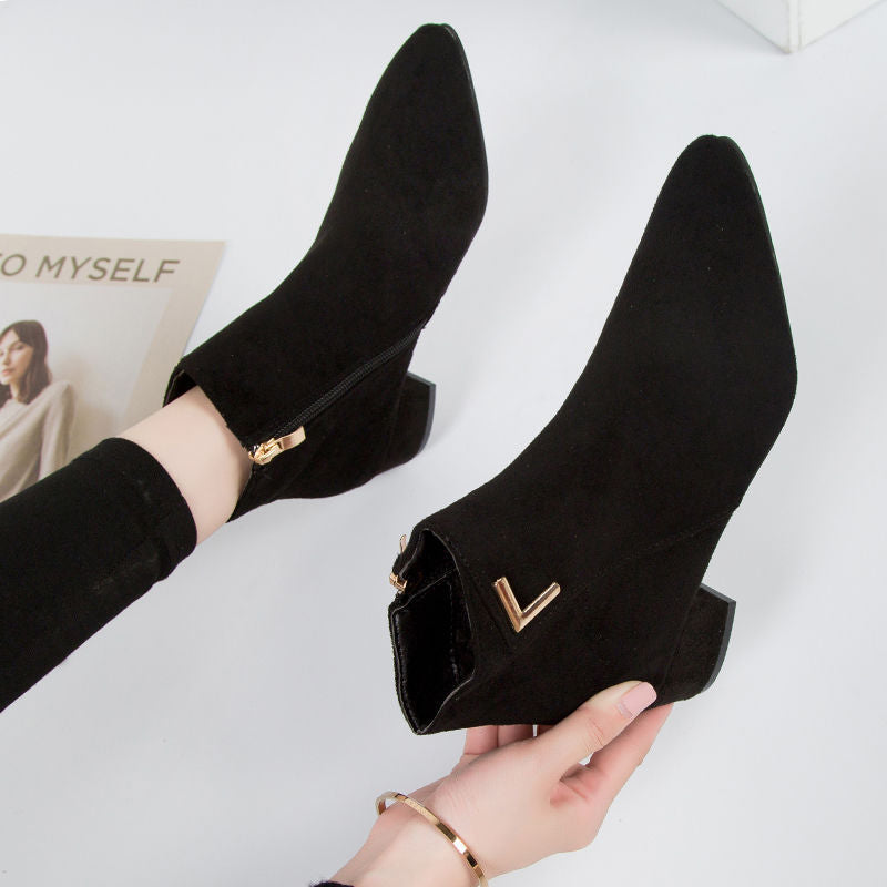 Leather Ankle Boots Stylish Design for Women | Selene Black 1