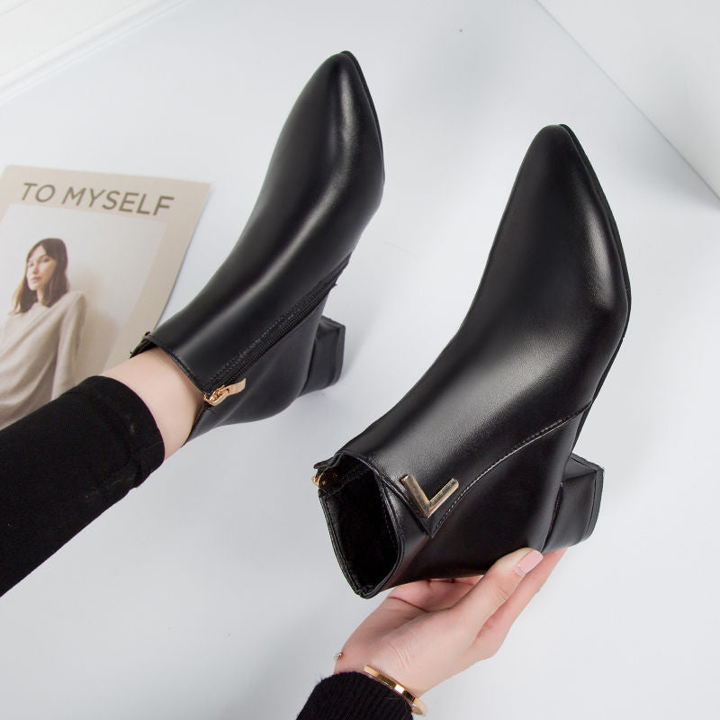 Leather Ankle Boots Stylish Design for Women | Selene Black 2