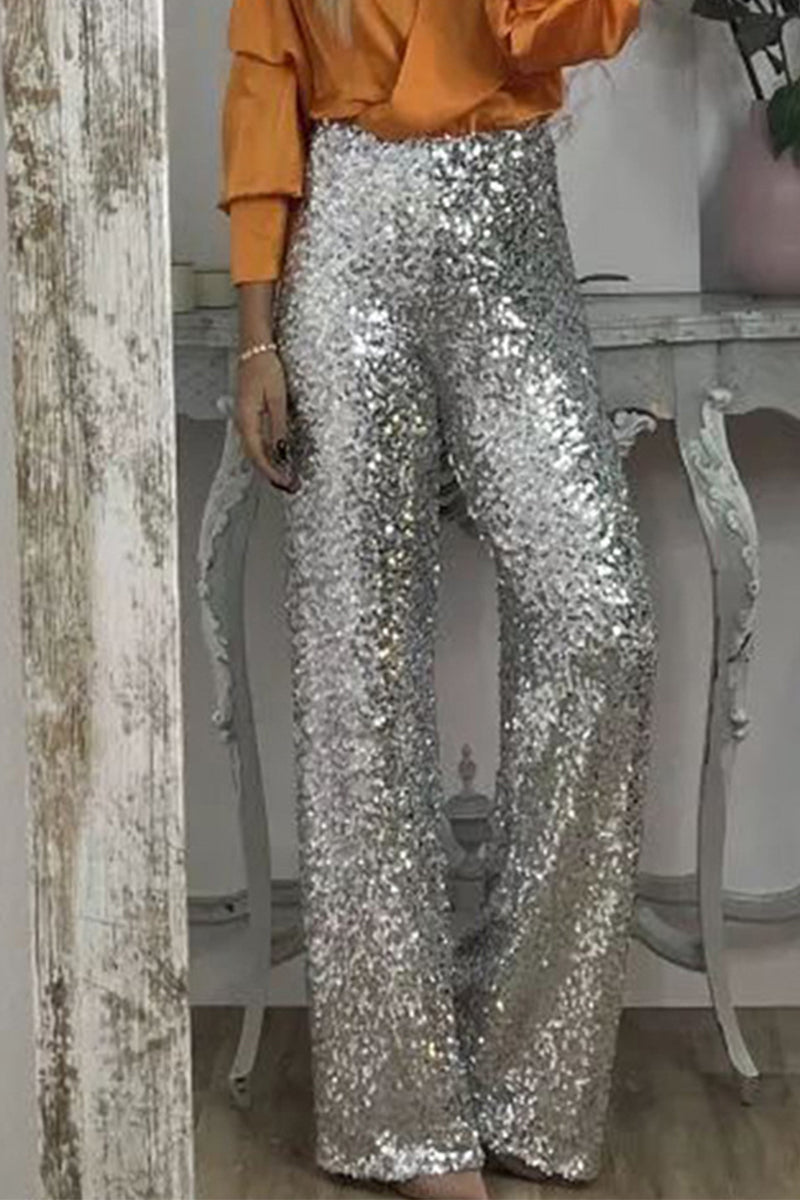 Sequin Statement Flare Pants for Women| Brianna Silver