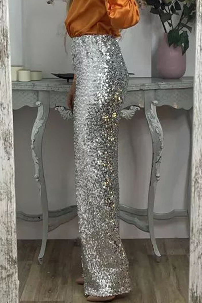Sequin Statement Flare Pants for Women| Brianna